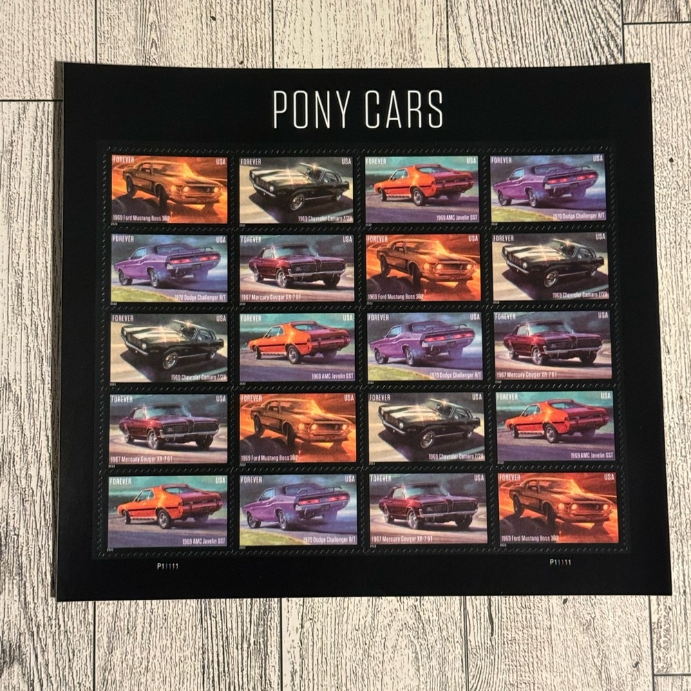 1 Sheet of 20 Pony Cars Forever Stamp Collection